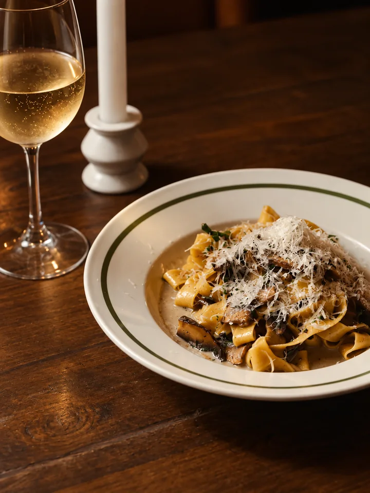 An evening pasta plate at Stassano